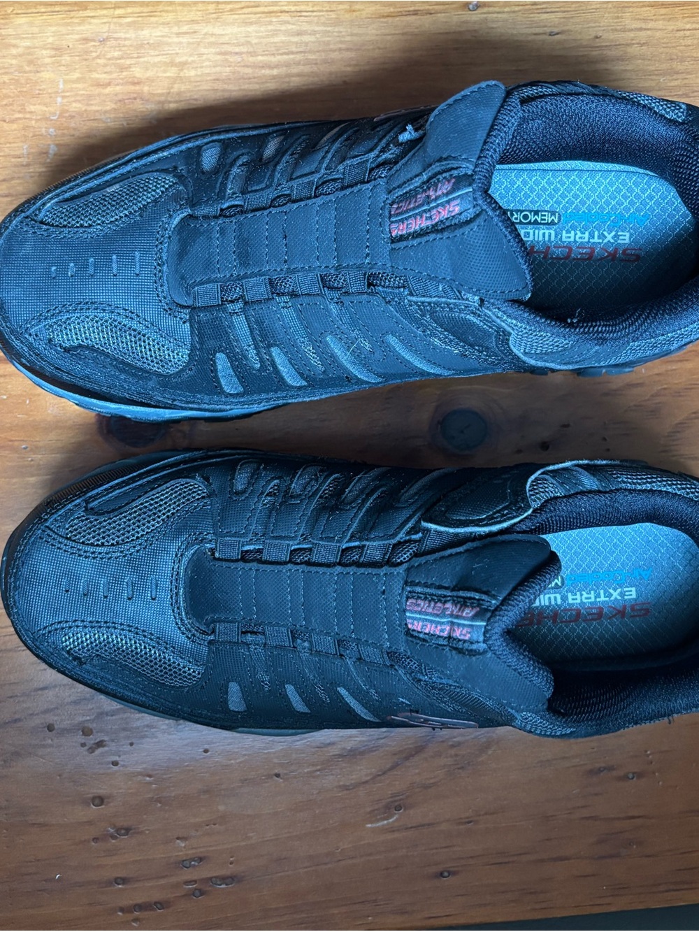 Skechers Men’s Black Athletic Slip-On with Blue Insole extra wide 9.5